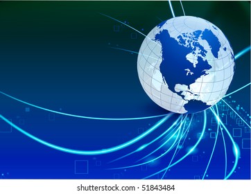 Globe auf abstraktem, modernem hellen Hintergrund - Originalgrafik