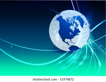 Globe auf abstraktem, modernem hellen Hintergrund - Originalgrafik