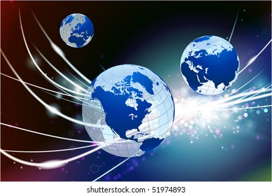 Globe on Abstract Modern Light Background Original Illustration