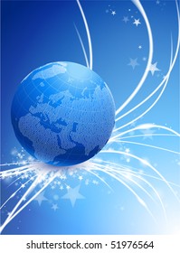 Globe on Abstract Modern Light Background Original Illustration