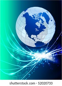 Globe on Abstract Modern Light Background Original Illustration