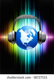 Globe on Abstract Spectrum Background Original Illustration