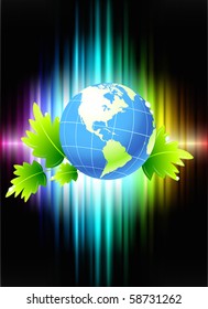 Globe on Abstract Spectrum Background Original Illustration