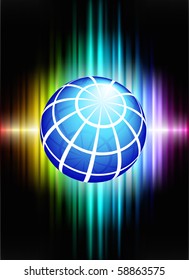 Globe on Abstract Spectrum Background Original Illustration