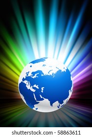 Globe on Abstract Spectrum Background Original Illustration