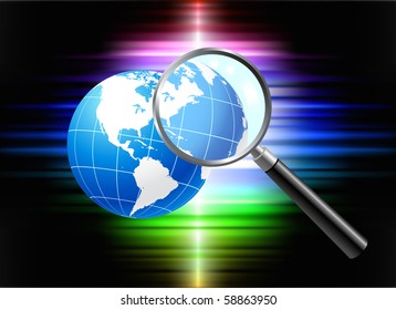Globe on Abstract Spectrum Background Original Illustration