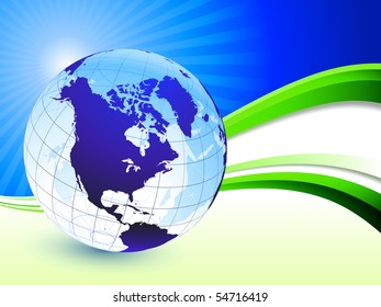 Ilustração original do plano de fundo do globo sobre onda abstrata