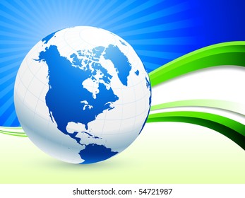Globe on Abstract Wave Background Ilustración Original