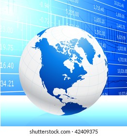 globe on background with financial data