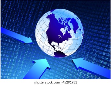 Globe on Binary Code Background Original Vector Illustration EPS10