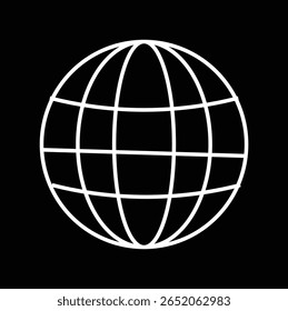 Globus auf schwarzem Hintergrund. Ideal für technische, globale Apps, Netzwerke oder Internet-Geschäftsthemen.