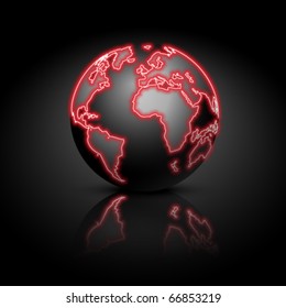 Globo sobre um fundo preto. Ilustração vetorial. Eps10