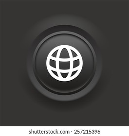 Globe on Black Bevel Round Button