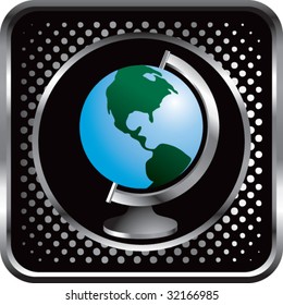 globe on black halftone web button