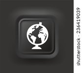 Globe on Black Square Button