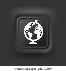 Globe on Black Square Button