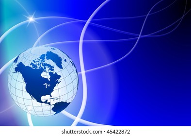 Globe on Blue Abstract Background Original Vector Illustration EPS10