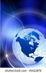 Globe on Blue Abstract Background Original Vector Illustration EPS10