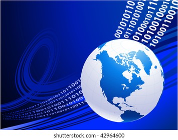 Globe on blue business background Original Vector Illustration