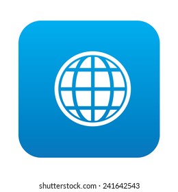 Globe on blue button background,clean vector