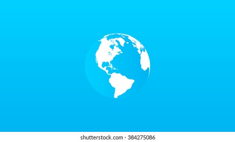 Globe on a blue gradient. Cartoon.