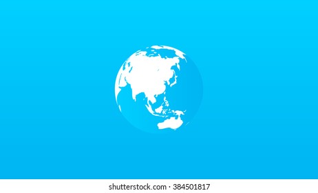 Globe on a blue gradient. Cartoon.