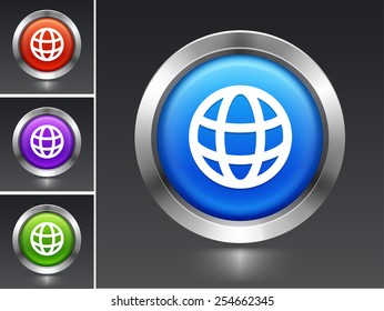 Globe on Blue Round Button