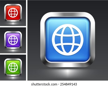 Globe  on Blue Square Button