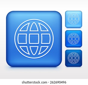 Globe on on Blue Square Buttons