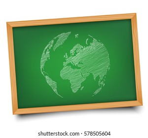 The globe on the Board. Vector illustration. Doodle