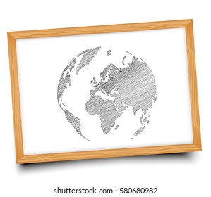 The globe on the Board. Vector illustration. Doodle