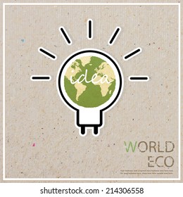 globe on bulbs abstract grunge background, vector illustration 