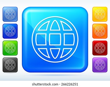 Globe on Color Square Buttons