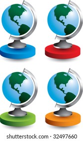 globe on colored discs