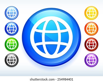 Globe  on Colorful Round Button