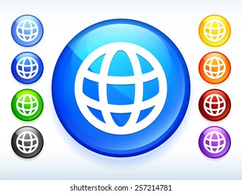Globe on Colorful Round Button