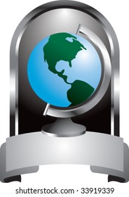 globe on crest shaped display