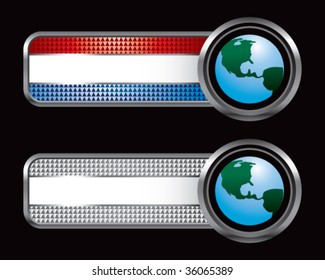 globe on diamond textured banners