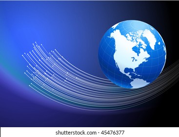 Globe on Fiber Optic Background Original Vector Illustración EPS10