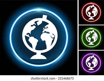 Globe on Glow Round Button