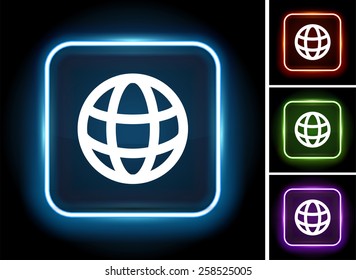 Globe on Glow Square Button