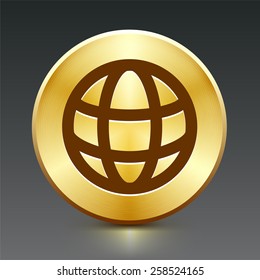 Globe on Gold Round Button