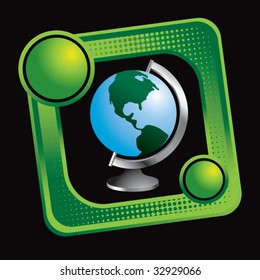 globe on green tilted web icon