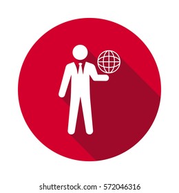 Globe on the hand flat icon
