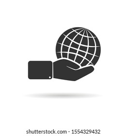 globe is on hand. Icon or logo for a website or application. Suitable for the theme of environmental safety, global warming, environmental protection. logo or icon for your website and applications.