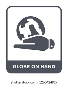 globe on hand icon vector on white background., globe on hand simple element illustration