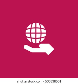 globe on hand icon vector, can be used for web and mobile design