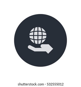 globe on hand icon vector, can be used for web and mobile design