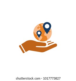 Globe On Hand Vector Icon