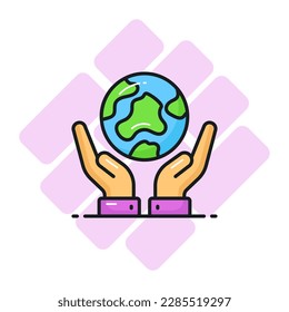 globe on human hands depicting concept of save the world, world earth day icon